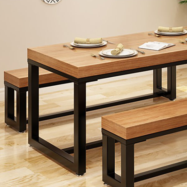 Industrial Natural Finish Dining Table Indoor Rectangle Table with Metal Base Clearhalo 'Dining Tables & Seating' 'Dining Tables' 'dining_table' 'furn' 'furn_dining_table' 'Furniture' 'Kitchen & Dining Furniture' 6463722