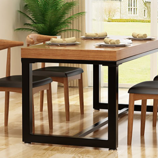 Industrial Natural Finish Dining Table Indoor Rectangle Table with Metal Base Clearhalo 'Dining Tables & Seating' 'Dining Tables' 'dining_table' 'furn' 'furn_dining_table' 'Furniture' 'Kitchen & Dining Furniture' 6463723