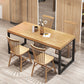 Natural Finish Rectangle Dining Table Industrial Dinette Table with Metal Frame