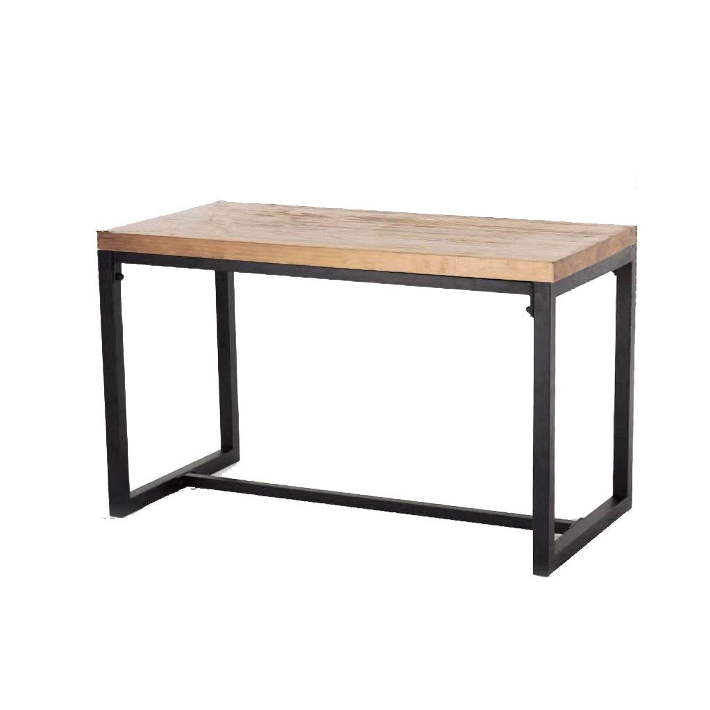 Natural Finish Rectangle Dining Table Industrial Dinette Table with Metal Frame