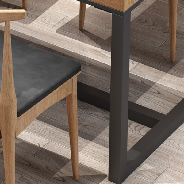 Natural Finish Rectangle Dining Table Industrial Dinette Table with Metal Frame