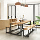 Natural Finish Rectangle Dining Table Industrial Dinette Table with Metal Frame