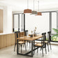 Natural Finish Rectangle Dining Table Industrial Dinette Table with Metal Frame