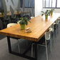 Natural Finish Rectangle Dining Table Industrial Dinette Table with Metal Frame