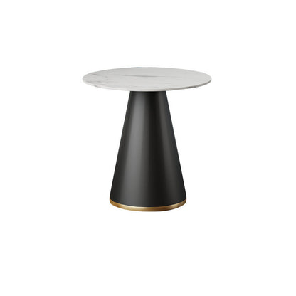 Contemporary Round Dining Table White Stone Table with Metal Base Without Chairs Clearhalo 'Dining Tables & Seating' 'Dining Tables' 'dining_table' 'furn' 'furn_dining_table' 'Furniture' 'Kitchen & Dining Furniture' 6463764