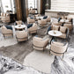 Contemporary Round Dining Table White Stone Table with Metal Base Clearhalo 'Dining Tables & Seating' 'Dining Tables' 'dining_table' 'furn' 'furn_dining_table' 'Furniture' 'Kitchen & Dining Furniture' 6463765