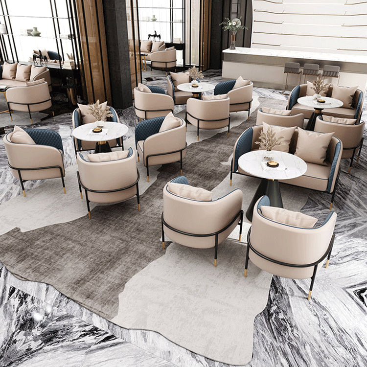 Contemporary Round Dining Table White Stone Table with Metal Base Clearhalo 'Dining Tables & Seating' 'Dining Tables' 'dining_table' 'furn' 'furn_dining_table' 'Furniture' 'Kitchen & Dining Furniture' 6463765