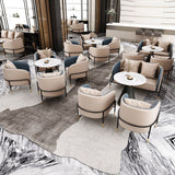 Contemporary Round Dining Table White Stone Table with Metal Base Clearhalo 'Dining Tables & Seating' 'Dining Tables' 'dining_table' 'furn' 'furn_dining_table' 'Furniture' 'Kitchen & Dining Furniture' 6463765