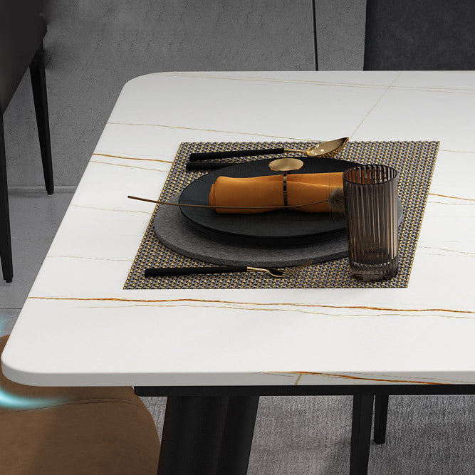 Table de salle à manger industrielle en pierre, Table de dinette en métal pour la maison