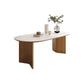 Modern Oval Table Sintered Stone Table with Wooden Legs for Home