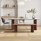 Modern Oval Table Sintered Stone Table with Wooden Legs for Home