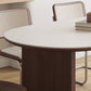 Modern Oval Table Sintered Stone Table with Wooden Legs for Home