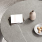 Mesa de comedor de piedra gris con base metálica, mesa de comedor redonda moderna para el hogar