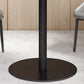Mesa de comedor de piedra gris con base metálica, mesa de comedor redonda moderna para el hogar