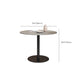 Mesa de comedor de piedra gris con base metálica, mesa de comedor redonda moderna para el hogar