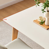 Mid-Century Modern Dining Table White Stone Top Table with Wooden Base Clearhalo 'Dining Tables & Seating' 'Dining Tables' 'dining_table' 'furn' 'furn_dining_table' 'Furniture' 'Kitchen & Dining Furniture' 6463819