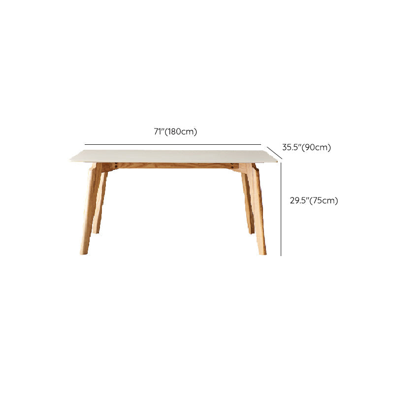 Mid-Century Modern Dining Table White Stone Top Table with Wooden Base Clearhalo 'Dining Tables & Seating' 'Dining Tables' 'dining_table' 'furn' 'furn_dining_table' 'Furniture' 'Kitchen & Dining Furniture' 6463824
