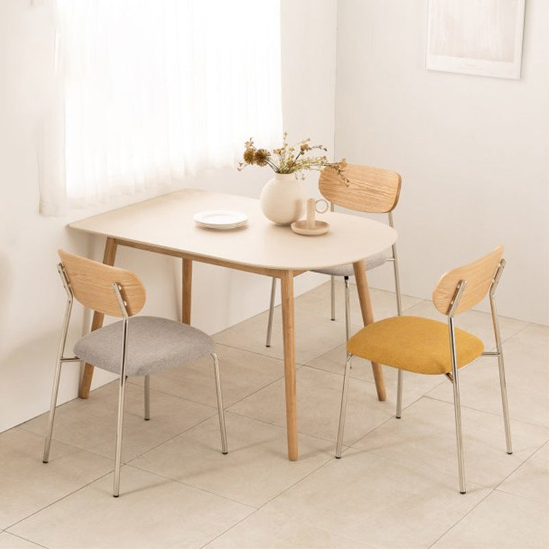 Modern 4 Legs Dining Table Sintered Stone Table with Wood Legs for Home
