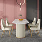 Glam Style Oval Table Sintered Stone Table with Metal Legs for Home Beige 70.9"L x 31.5"W x 29.5"H Without Chairs Clearhalo 'Dining Tables & Seating' 'Dining Tables' 'dining_table' 'furn' 'furn_dining_table' 'Furniture' 'Kitchen & Dining Furniture' 6463859