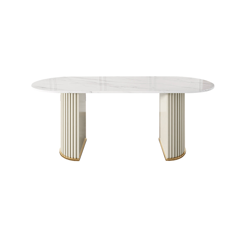 Glam Style Oval Table Sintered Stone Table with Metal Legs for Home Clearhalo 'Dining Tables & Seating' 'Dining Tables' 'dining_table' 'furn' 'furn_dining_table' 'Furniture' 'Kitchen & Dining Furniture' 6463862
