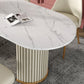 Glam Style Oval Table Sintered Stone Table with Metal Legs for Home Clearhalo 'Dining Tables & Seating' 'Dining Tables' 'dining_table' 'furn' 'furn_dining_table' 'Furniture' 'Kitchen & Dining Furniture' 6463863