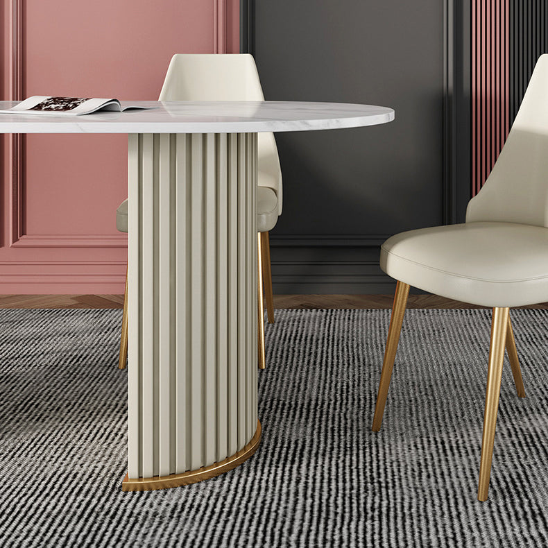 Glam Style Oval Table Sintered Stone Table with Metal Legs for Home Clearhalo 'Dining Tables & Seating' 'Dining Tables' 'dining_table' 'furn' 'furn_dining_table' 'Furniture' 'Kitchen & Dining Furniture' 6463864