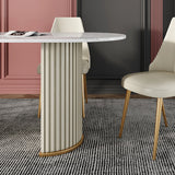 Glam Style Oval Table Sintered Stone Table with Metal Legs for Home Clearhalo 'Dining Tables & Seating' 'Dining Tables' 'dining_table' 'furn' 'furn_dining_table' 'Furniture' 'Kitchen & Dining Furniture' 6463864