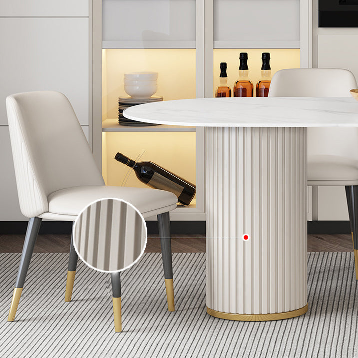 Mesa ovalada estilo Glam, mesa de piedra sinterizada con patas de metal para uso doméstico