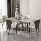 Glossy Gray Dinette Table with Metal Base Traditional Luxury Dining Table for Home 55.1"L x 31.5"W x 29.5"H Without Chairs Clearhalo 'Dining Tables & Seating' 'Dining Tables' 'dining_table' 'furn' 'furn_dining_table' 'Furniture' 'Kitchen & Dining Furniture' 6463883