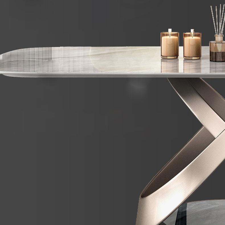 Glossy Gray Dinette Table with Metal Base Traditional Luxury Dining Table for Home Clearhalo 'Dining Tables & Seating' 'Dining Tables' 'dining_table' 'furn' 'furn_dining_table' 'Furniture' 'Kitchen & Dining Furniture' 6463888