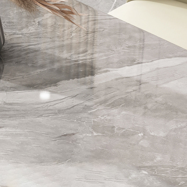 Glossy Gray Dinette Table with Metal Base Traditional Luxury Dining Table for Home Clearhalo 'Dining Tables & Seating' 'Dining Tables' 'dining_table' 'furn' 'furn_dining_table' 'Furniture' 'Kitchen & Dining Furniture' 6463890