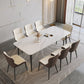 Industrial Rectangle Dining Table White Stone Top Dinette Table with Metal Legs 70.9"L x 35.4"W x 29.5"H Without Chairs Clearhalo 'Dining Tables & Seating' 'Dining Tables' 'dining_table' 'furn' 'furn_dining_table' 'Furniture' 'Kitchen & Dining Furniture' 6463895