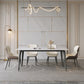 Industrial Rectangle Dining Table White Stone Top Dinette Table with Metal Legs 78.7"L x 31.5"W x 29.5"H Without Chairs Clearhalo 'Dining Tables & Seating' 'Dining Tables' 'dining_table' 'furn' 'furn_dining_table' 'Furniture' 'Kitchen & Dining Furniture' 6463898