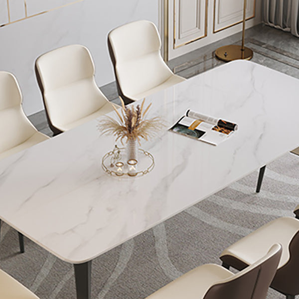 Industrial Rectangle Dining Table White Stone Top Dinette Table with Metal Legs Clearhalo 'Dining Tables & Seating' 'Dining Tables' 'dining_table' 'furn' 'furn_dining_table' 'Furniture' 'Kitchen & Dining Furniture' 6463899