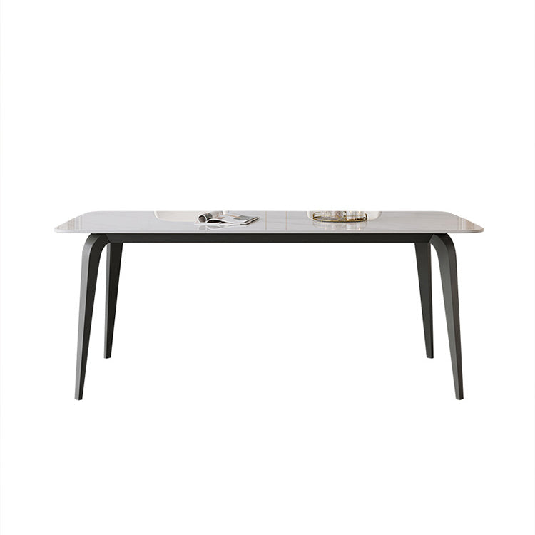 Industrial Rectangle Dining Table White Stone Top Dinette Table with Metal Legs Clearhalo 'Dining Tables & Seating' 'Dining Tables' 'dining_table' 'furn' 'furn_dining_table' 'Furniture' 'Kitchen & Dining Furniture' 6463900