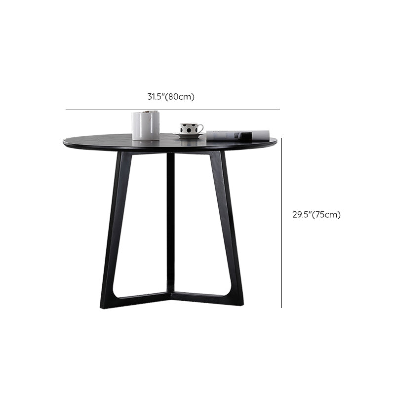 Black Table with Ash Wood Frame Modern Round Dining Table for Home Clearhalo 'Dining Tables & Seating' 'Dining Tables' 'dining_table' 'furn' 'furn_dining_table' 'Furniture' 'Kitchen & Dining Furniture' 6463916