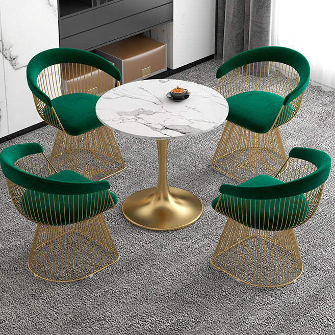 White Stone Top Table for Home Traditional Luxury Round Dining Table Clearhalo 'Dining Tables & Seating' 'Dining Tables' 'dining_table' 'furn' 'furn_dining_table' 'Furniture' 'Kitchen & Dining Furniture' 6463922