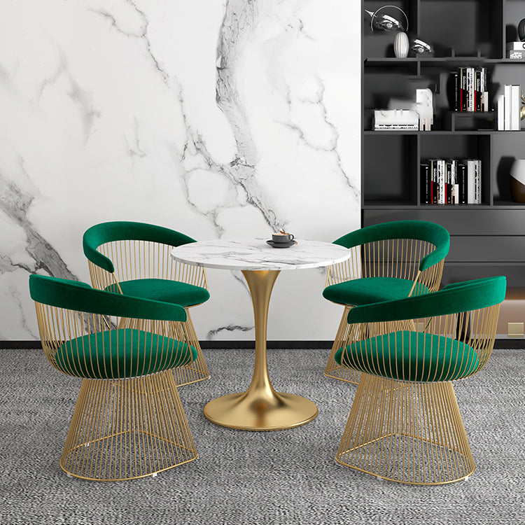 White Stone Top Table for Home Traditional Luxury Round Dining Table Clearhalo 'Dining Tables & Seating' 'Dining Tables' 'dining_table' 'furn' 'furn_dining_table' 'Furniture' 'Kitchen & Dining Furniture' 6463926