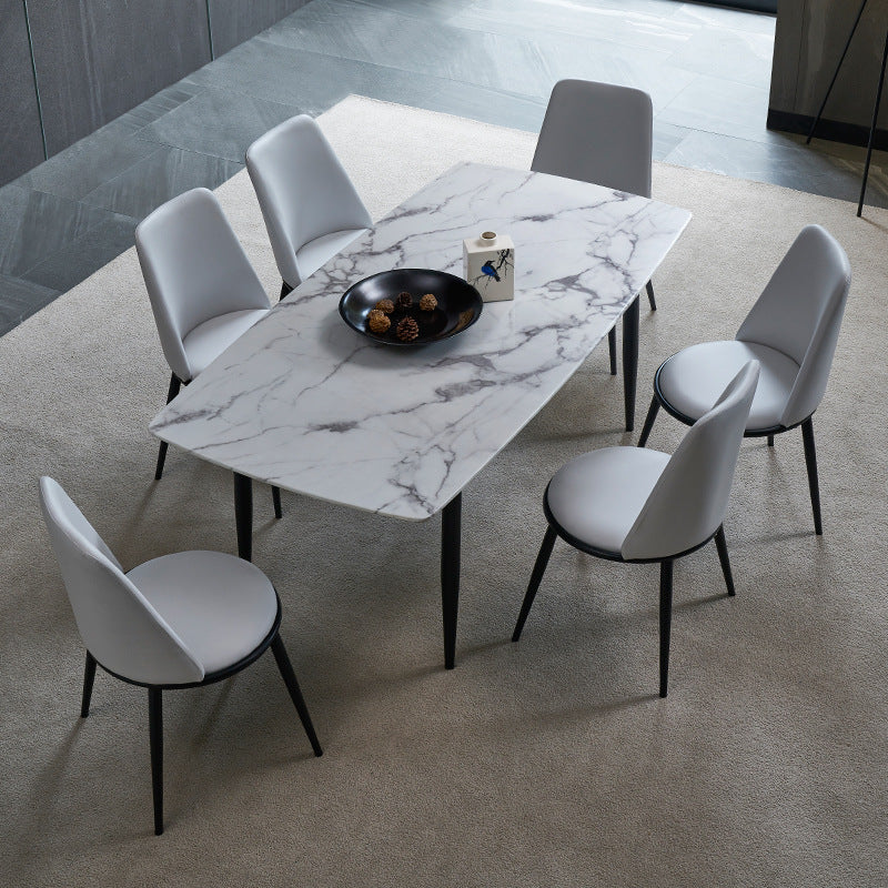 White Top Table with 4 Metal Legs Industrial Rectangle Dining Table 63"L x 31.5"W x 29.5"H Without Chairs Clearhalo 'Dining Tables & Seating' 'Dining Tables' 'dining_table' 'furn' 'furn_dining_table' 'Furniture' 'Kitchen & Dining Furniture' 6463932