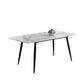 White Top Table with 4 Metal Legs Industrial Rectangle Dining Table Clearhalo 'Dining Tables & Seating' 'Dining Tables' 'dining_table' 'furn' 'furn_dining_table' 'Furniture' 'Kitchen & Dining Furniture' 6463937