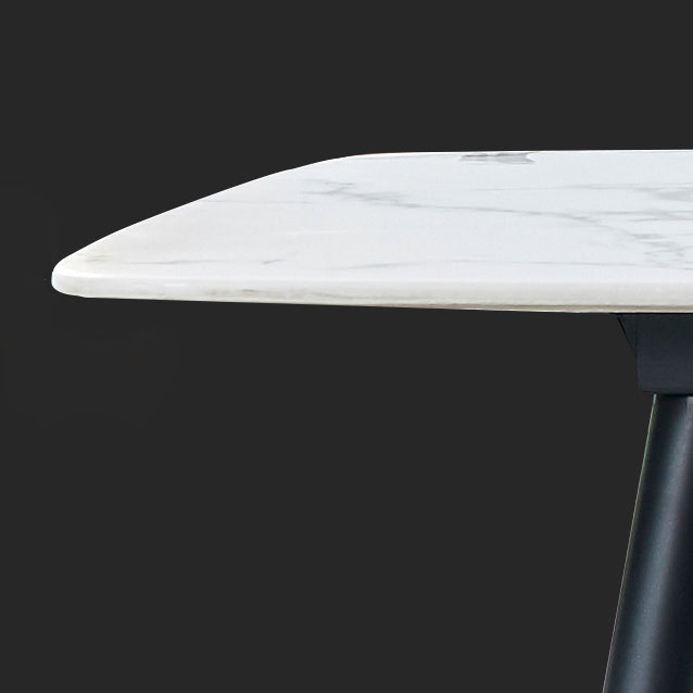 White Top Table with 4 Metal Legs Industrial Rectangle Dining Table Clearhalo 'Dining Tables & Seating' 'Dining Tables' 'dining_table' 'furn' 'furn_dining_table' 'Furniture' 'Kitchen & Dining Furniture' 6463938