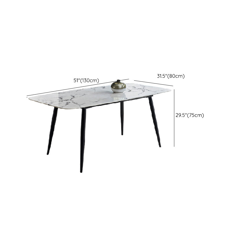White Top Table with 4 Metal Legs Industrial Rectangle Dining Table Clearhalo 'Dining Tables & Seating' 'Dining Tables' 'dining_table' 'furn' 'furn_dining_table' 'Furniture' 'Kitchen & Dining Furniture' 6463940