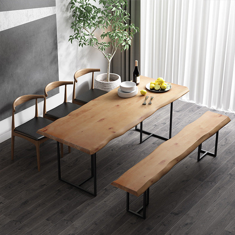 Brown Solid Wood Dining Table Industrial Table with Metal Frame 70.9"L x 27.6"W x 29.5"H Without Chairs Clearhalo 'Dining Tables & Seating' 'Dining Tables' 'dining_table' 'furn' 'furn_dining_table' 'Furniture' 'Kitchen & Dining Furniture' 6463945