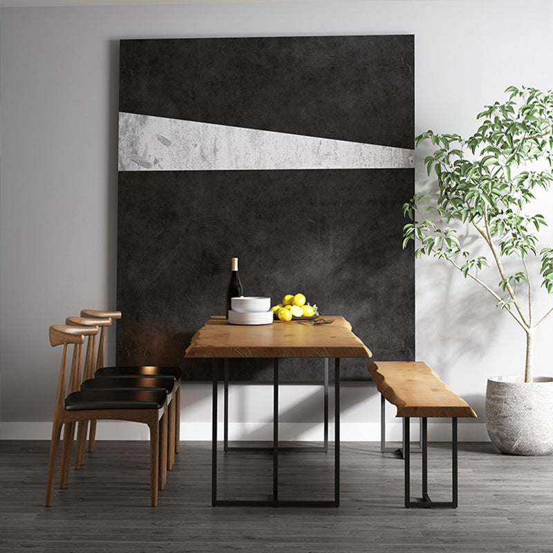 Brown Solid Wood Dining Table Industrial Table with Metal Frame 55.1"L x 27.6"W x 29.5"H Without Chairs Clearhalo 'Dining Tables & Seating' 'Dining Tables' 'dining_table' 'furn' 'furn_dining_table' 'Furniture' 'Kitchen & Dining Furniture' 6463949