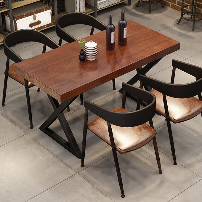 Table de salle à manger en bois de pin pour la maison, Table marron de Style industriel