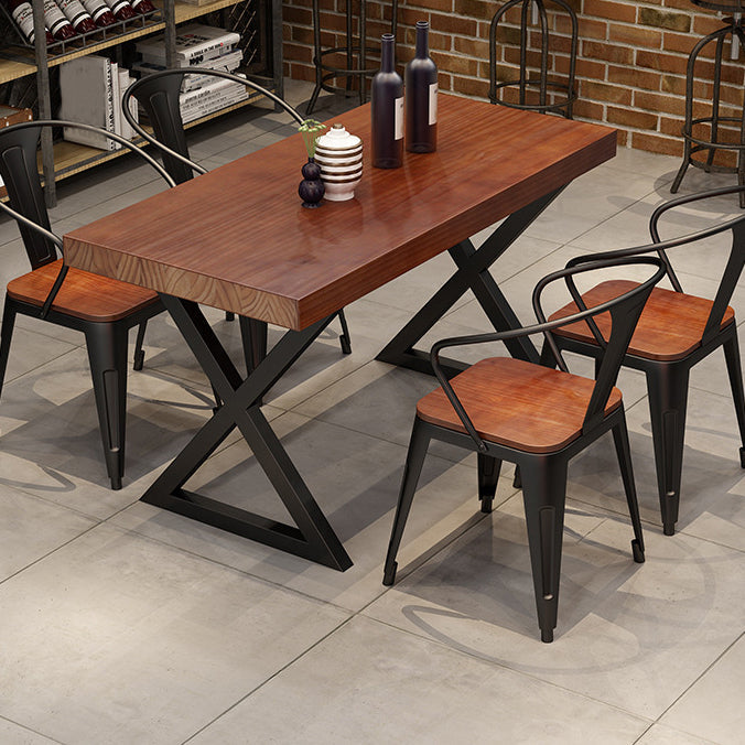 Table de salle à manger en bois de pin pour la maison, Table marron de Style industriel