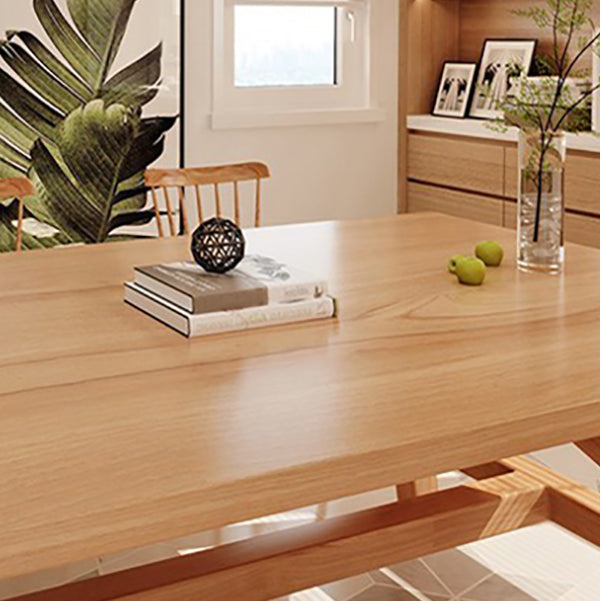 Natural Finish Pine Wood Dinette Table Traditional Luxury Rectangle Dining Table