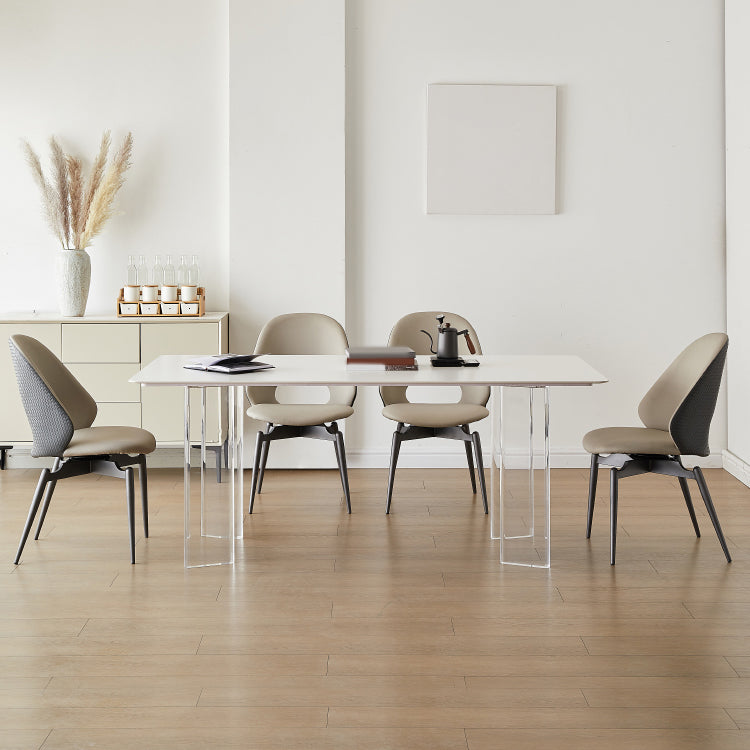 Modern 1/2/4/5/7 Pieces Dining Set Rectangle Stone Dining Table Set in White