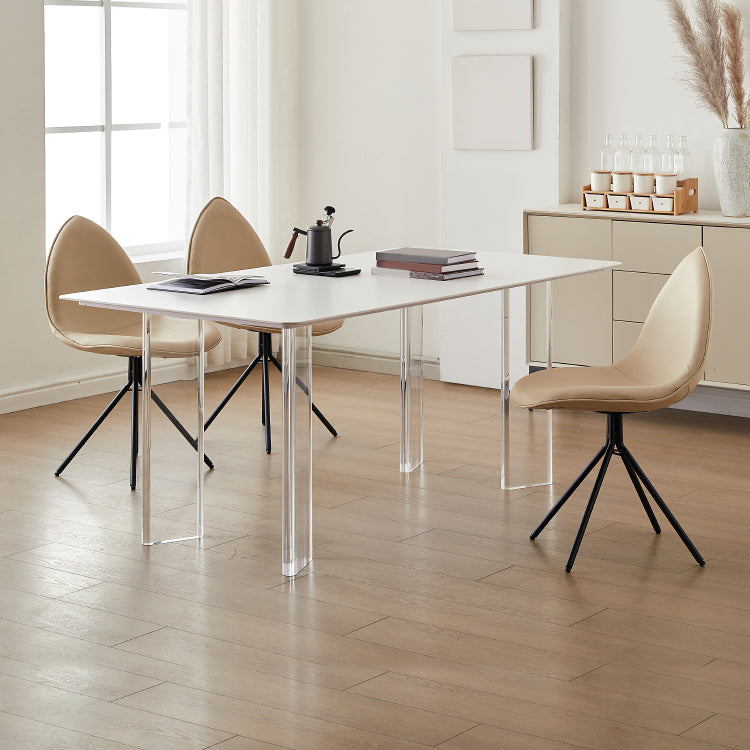 Modern 1/2/4/5/7 Pieces Dining Set Rectangle Stone Dining Table Set in White