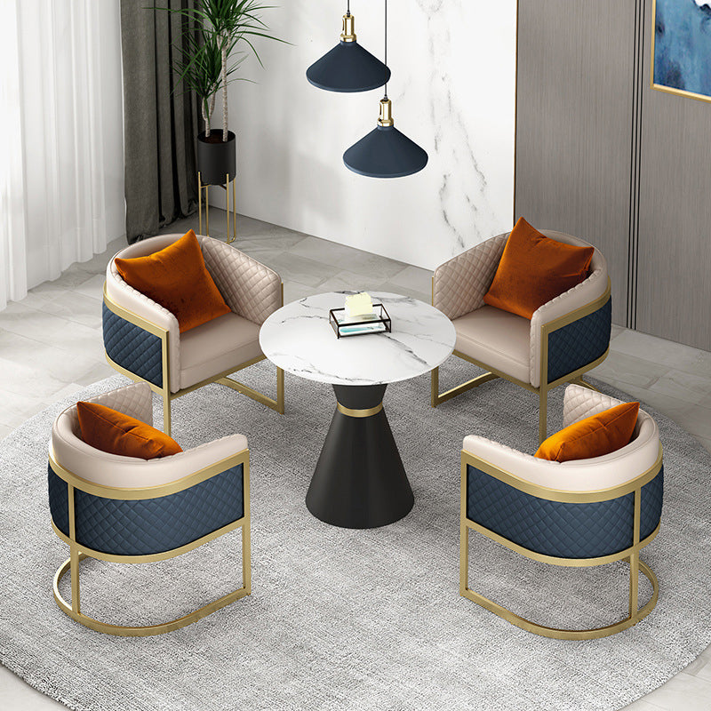 Juego de comedor de piedra blanca para la cocina 1/2/5 piezas de mesa redonda moderna